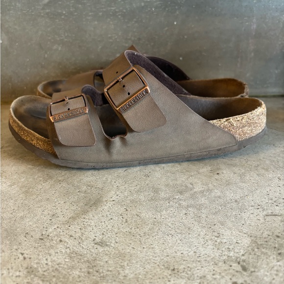 Birkenstock Arizona Birko Flor Dark Brown Size 10 Women’s Double Strap Leather - Picture 5 of 12